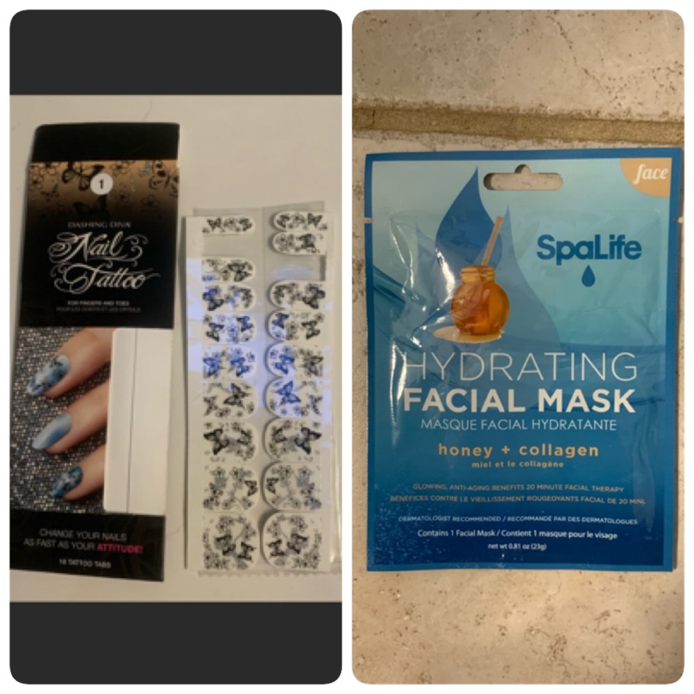 Nail tattoos - butterflies & face mask